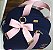Bolsa Maternidade Média Linho Azul Marinho com faixa rosa bebê - Imagem 4